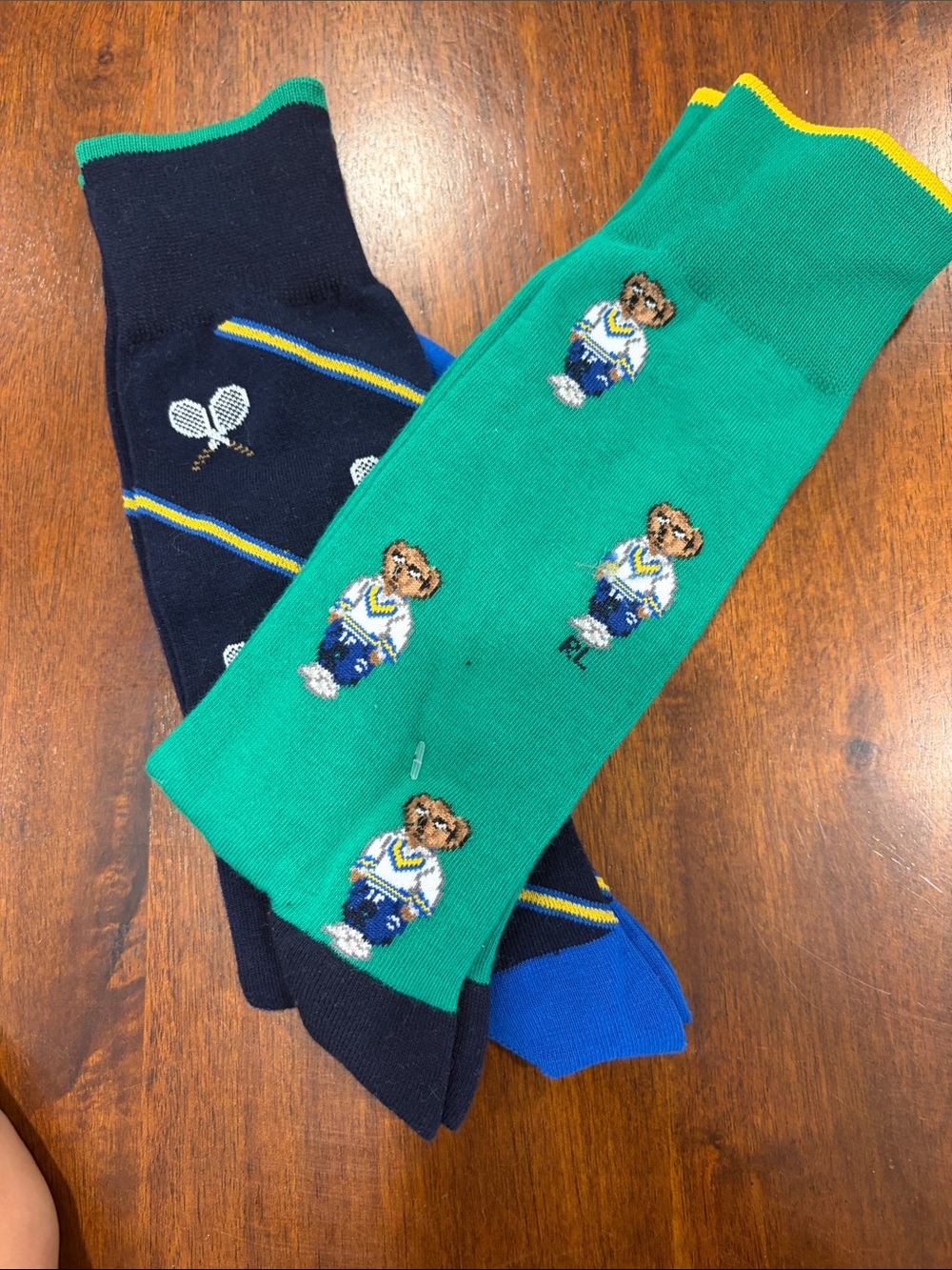 Polo by Ralph Lauren Green & Navy Bear Crew Socks